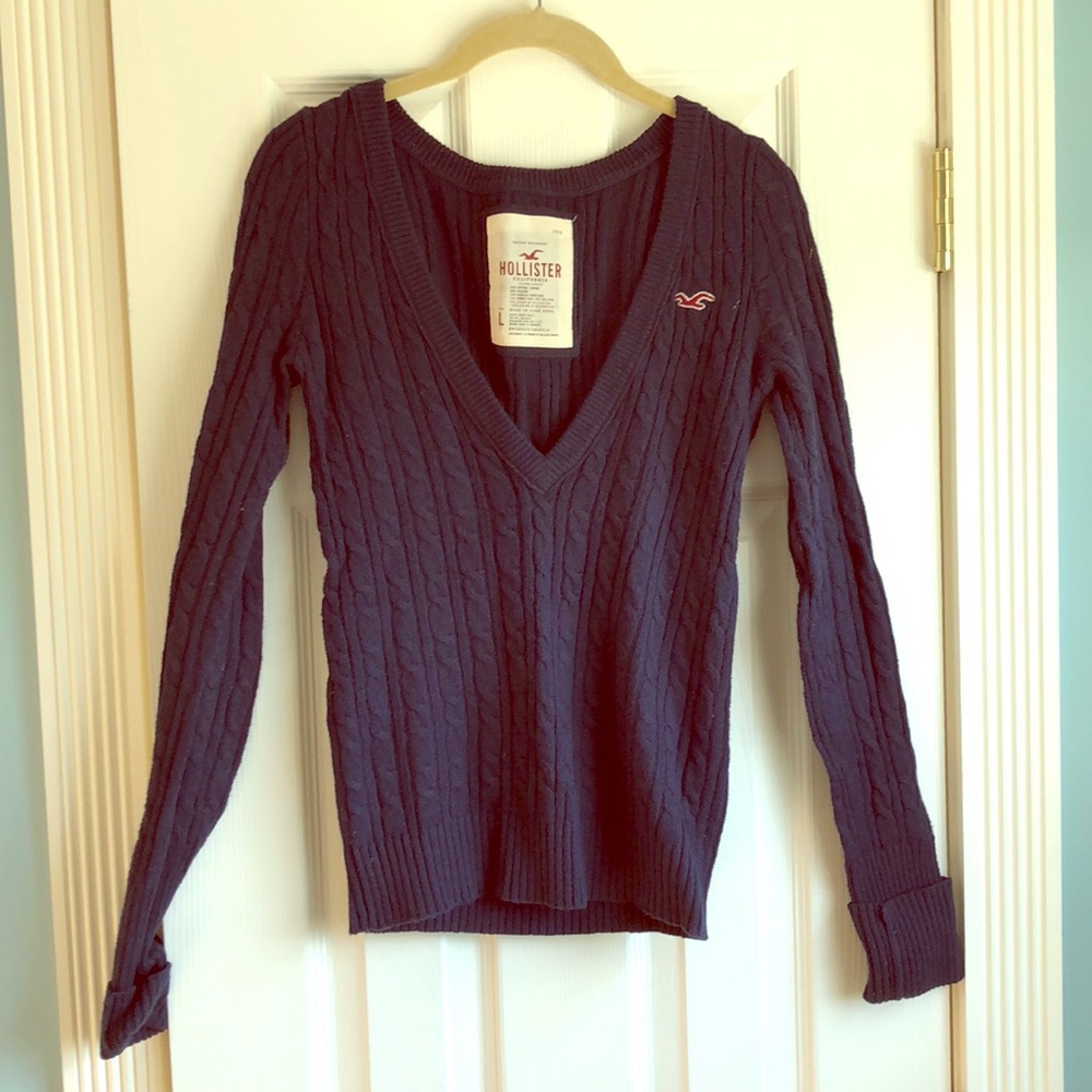 Navy blue knit sweater